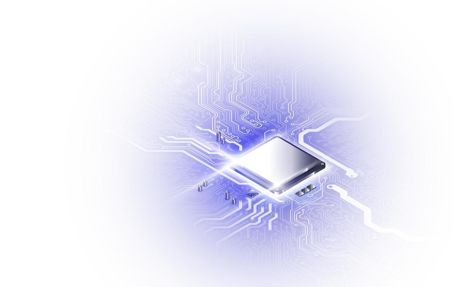 abstracte technologie chip processor achtergrond printplaat en html-code, 3d illustratie blauwe technologie achtergrond vector. vector
