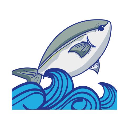 vis dier in de zee met golven ontwerp vector