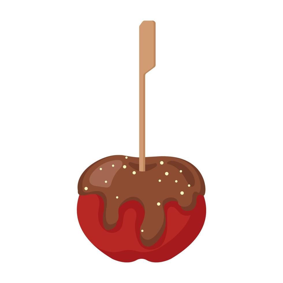 dessert chocolade bedekt appel cartoon vector illustratie geïsoleerde object