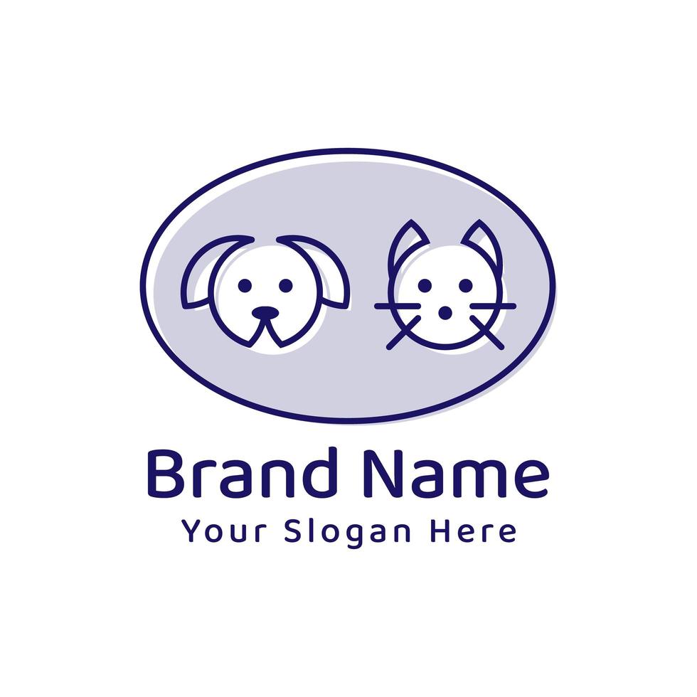 leuke cartoon kat en hond logo ontwerp vector