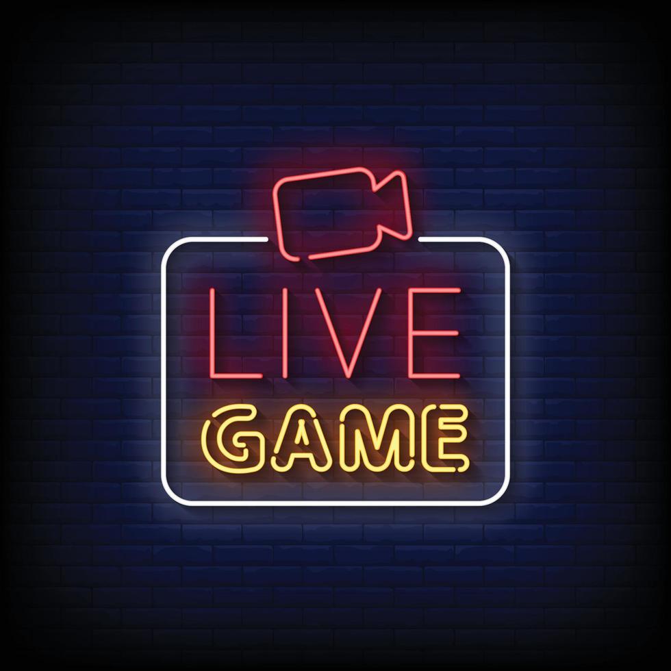 live game neonreclames stijl tekst vector