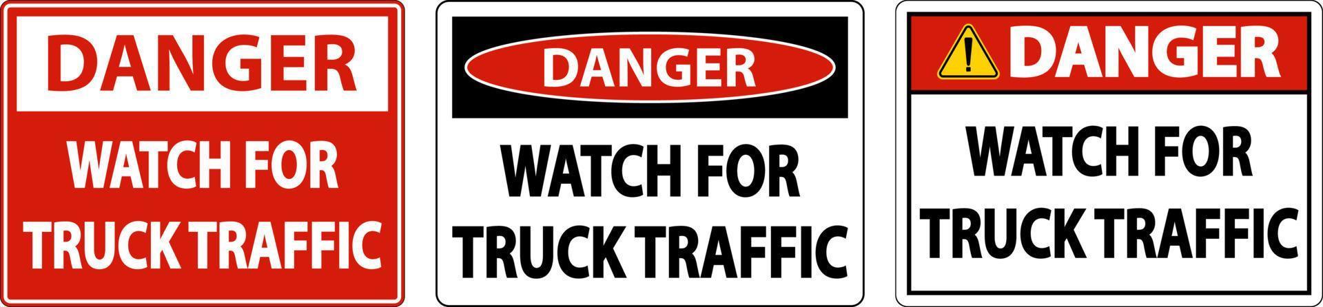gevaar horloge voor vrachtwagen verkeersbord op witte achtergrond vector