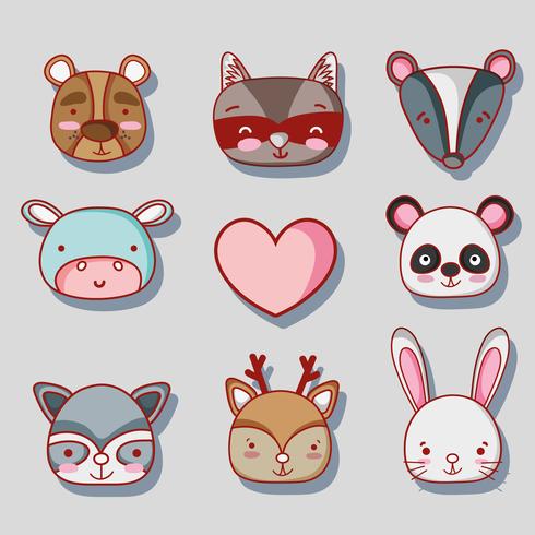 set schattige dieren patches ontwerp vector