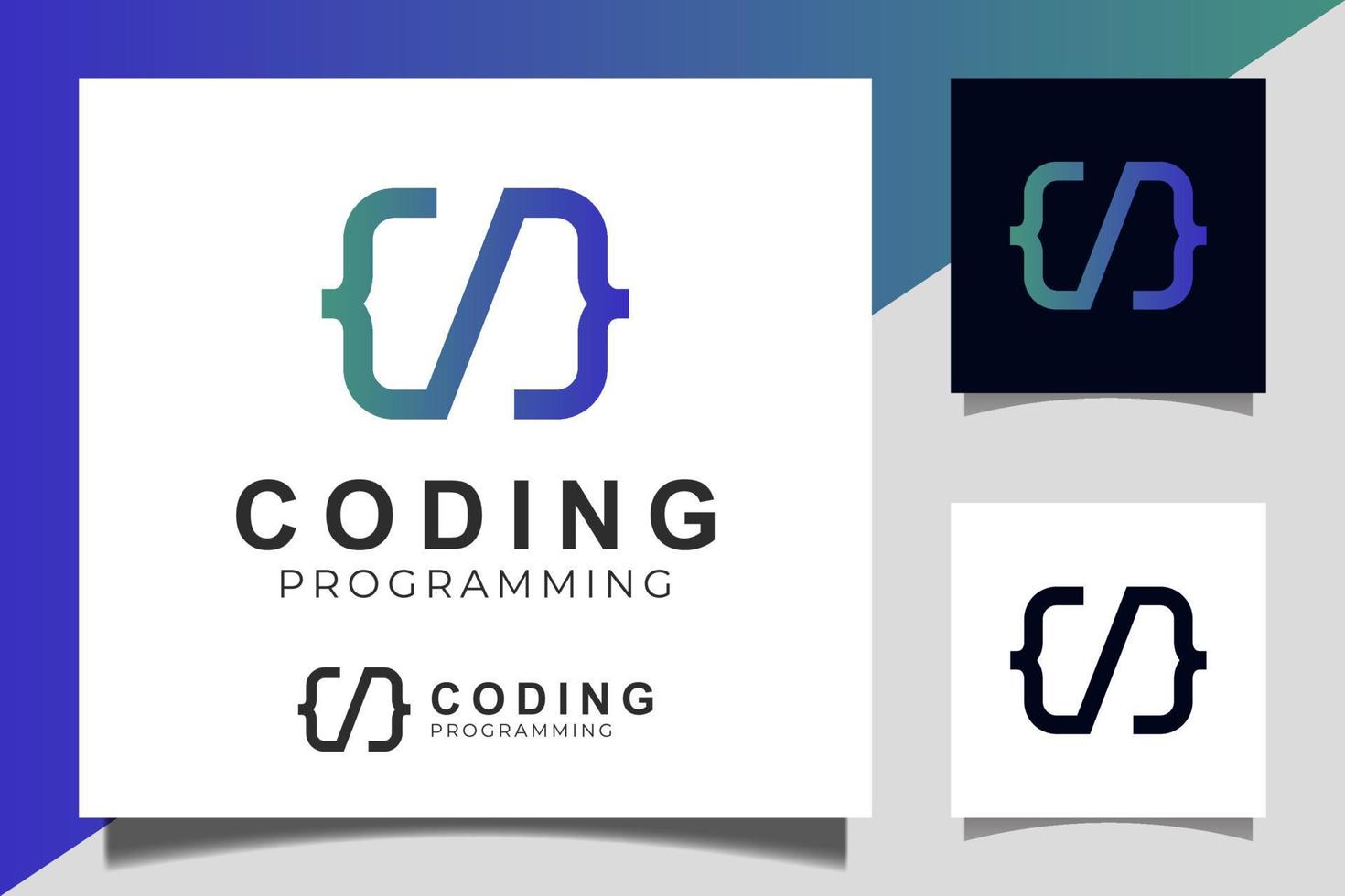 code logo sjabloon verloop ontwerp pictogram vector voor het coderen en programmeren van logo-ontwerp