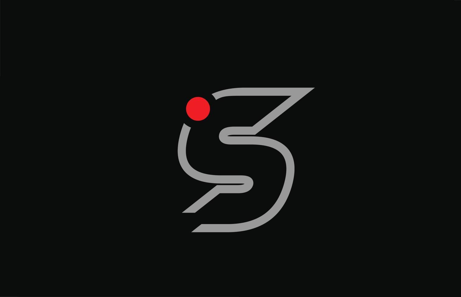 s zwart-wit alfabet letter embleemontwerp pictogram met rode stip. creatieve sjabloon voor bedrijf en bedrijf vector