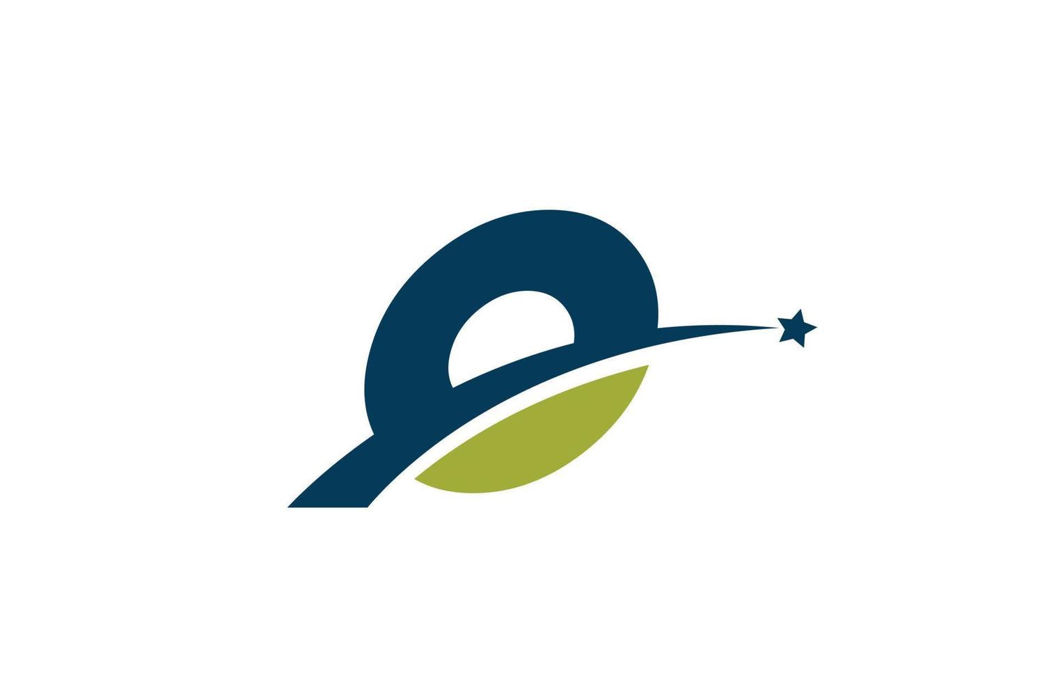 blauw groen o alfabet letterpictogram logo met ster. creatief ontwerp voor bedrijf of bedrijf met swoosh vector