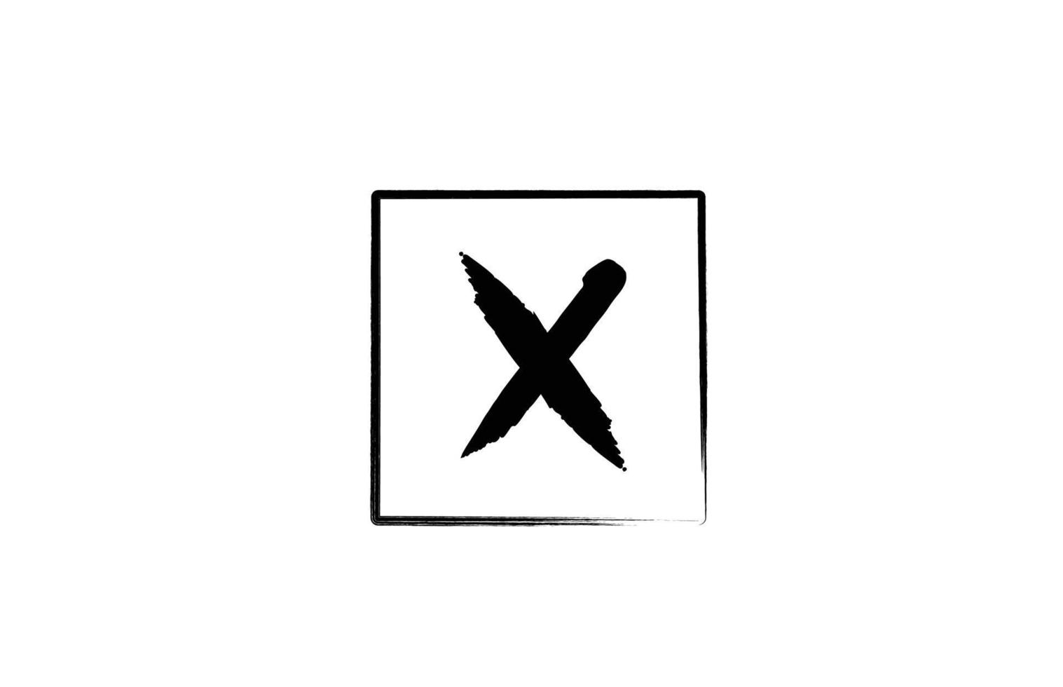 grunge x alfabet letterpictogram logo met vierkant. creatieve ontwerpsjabloon voor bedrijven en bedrijven in wit en zwart vector