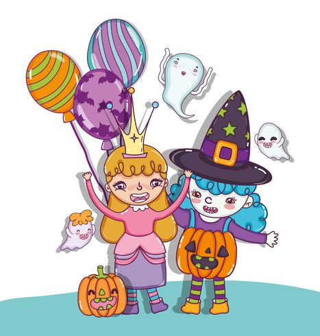 Halloween en kinderen cartoons vector