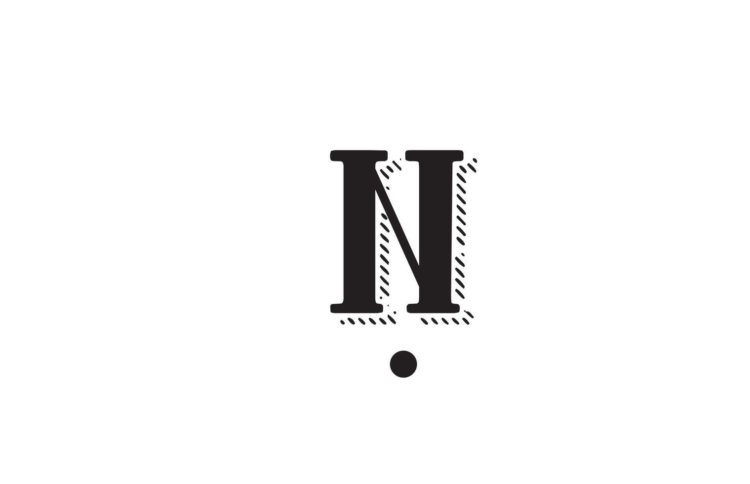 zwart-wit n alfabet letter pictogram logo ontwerp. creatieve sjabloon voor bedrijf of bedrijf vector