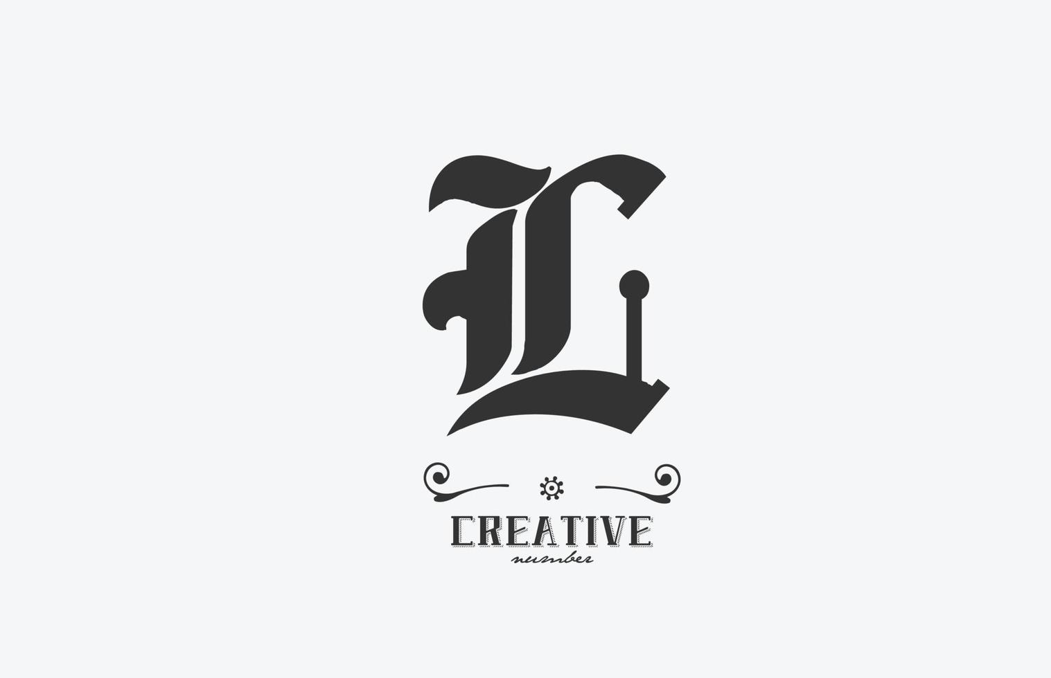 vintage l alfabet letter logo pictogram ontwerp. creatieve sjabloon voor bedrijven in wit en grijs vector