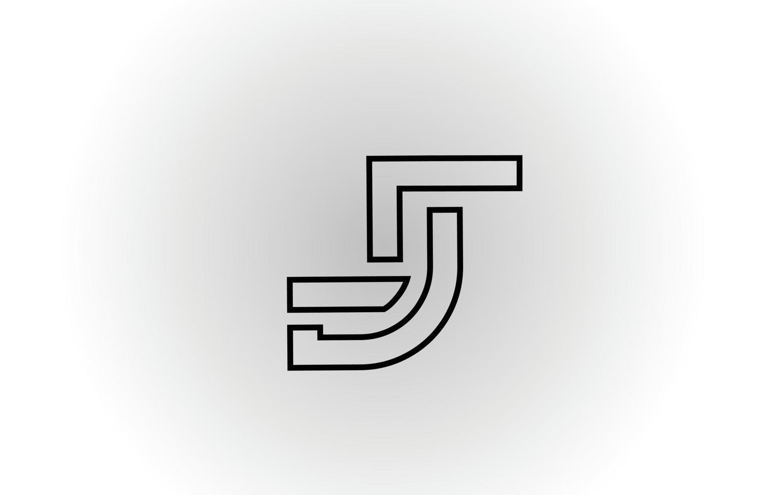 zwart-wit j alfabet letter embleemontwerp pictogram met lijn. creatieve sjabloon voor zaken en bedrijf vector