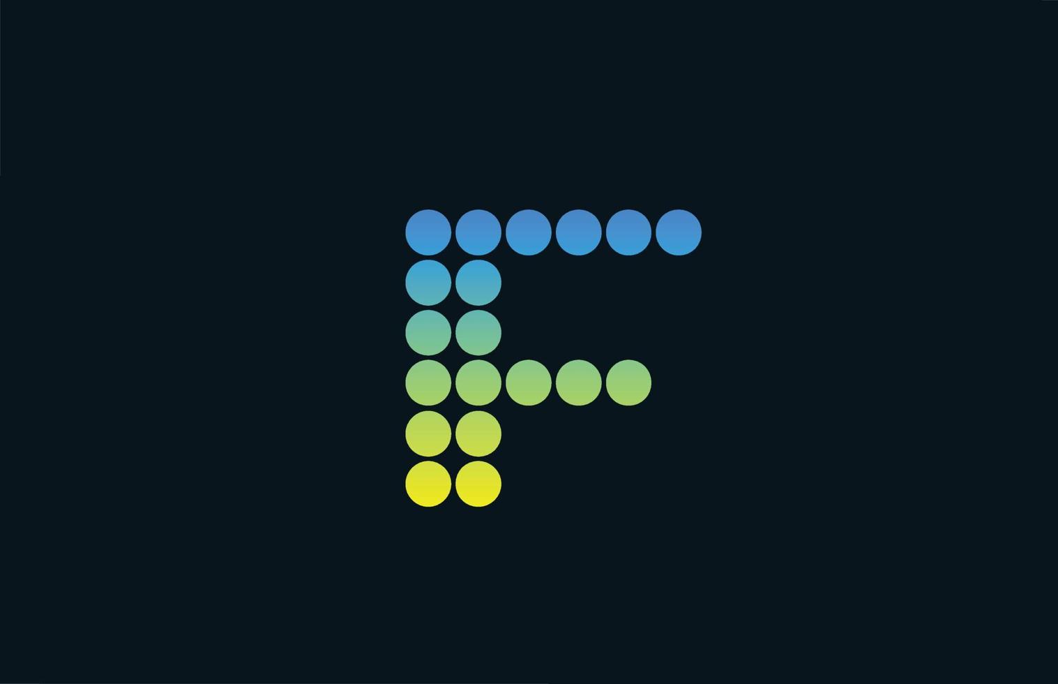 dot f groen geel alfabet letter logo pictogram ontwerp. creatieve sjabloon voor zaken en bedrijf vector