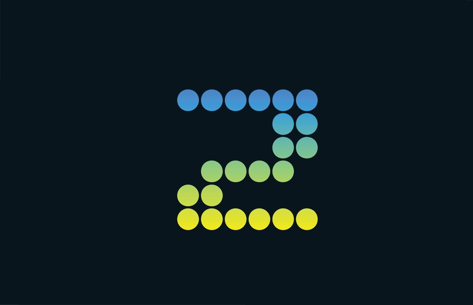 dot z groen geel alfabet letter logo pictogram ontwerp. creatieve sjabloon voor zaken en bedrijf vector