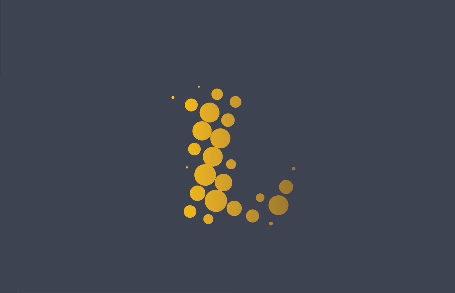 gele gestippelde l alfabet letter logo pictogram ontwerp. creatieve sjabloon voor bedrijf en bedrijf met stippen vector