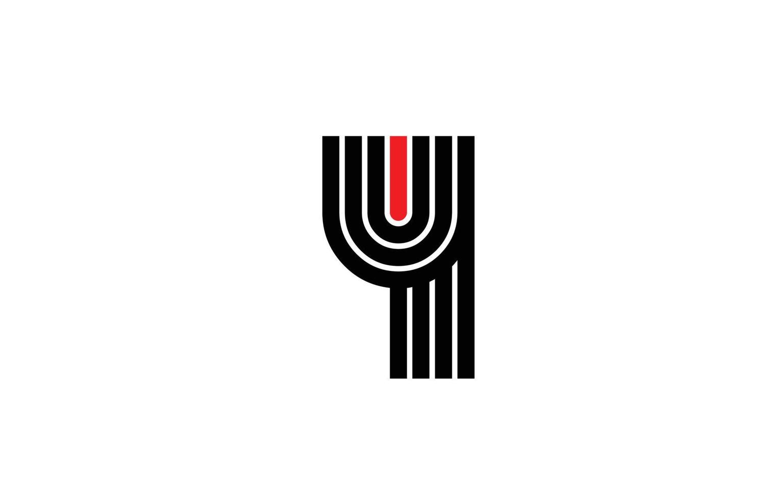 rode lijn y alfabet letterpictogram logo. creatieve ontwerpsjabloon voor bedrijf en bedrijf in wit en zwart vector