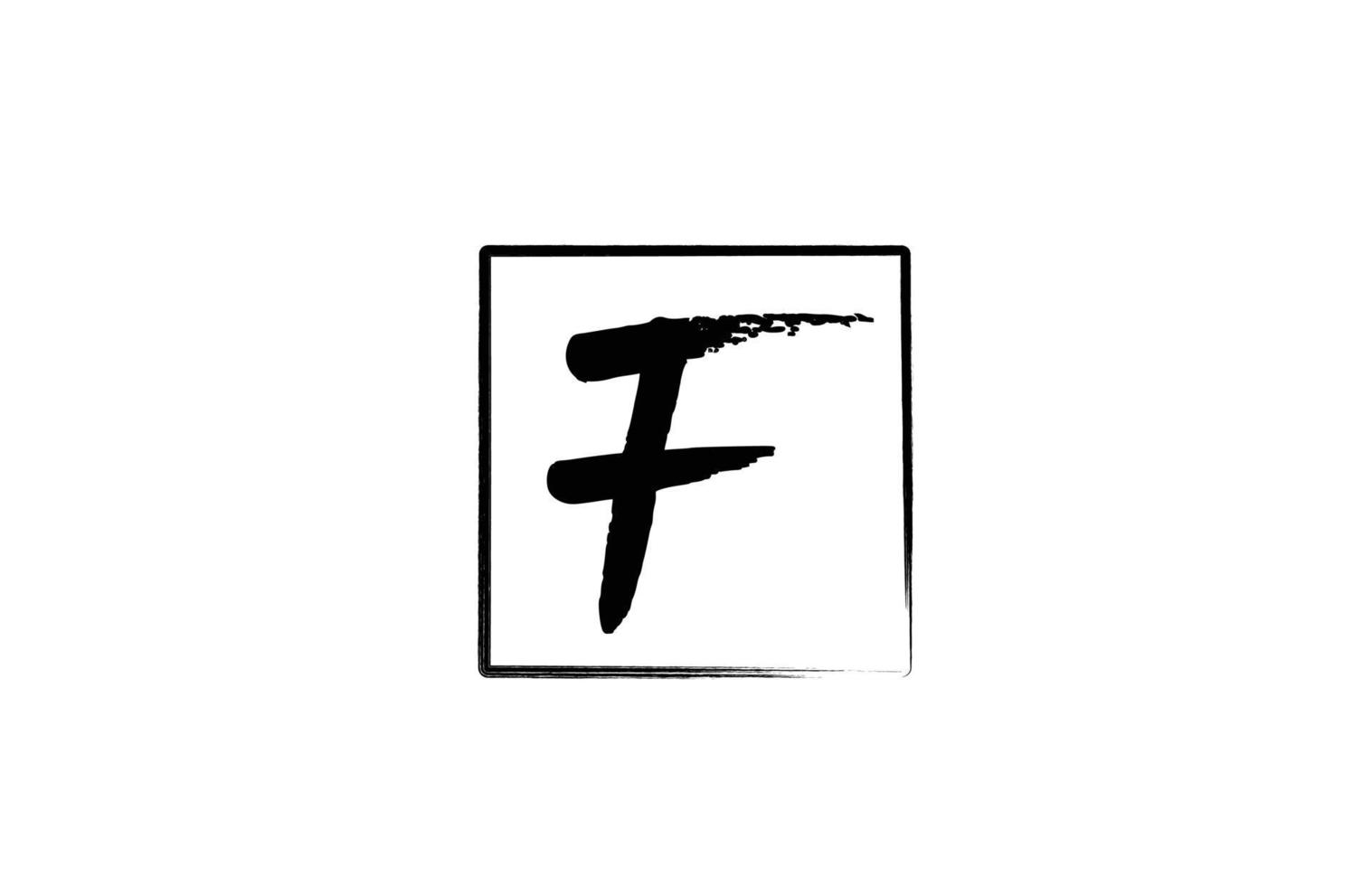 grunge f alfabet letterpictogram logo met vierkant. creatieve ontwerpsjabloon voor bedrijven en bedrijven in wit en zwart vector