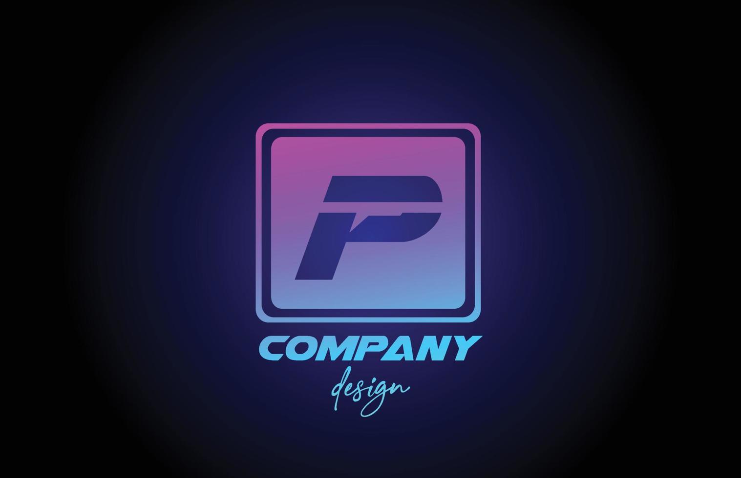 p roze blauw alfabet letterpictogram logo met vierkante ontwerp. creatieve sjabloon voor bedrijf en bedrijf vector