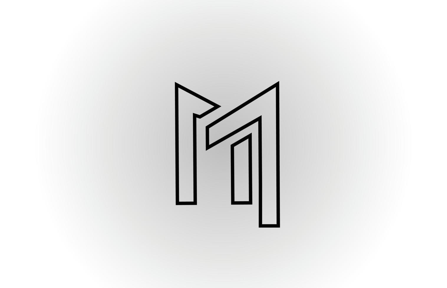 zwart-wit m alfabet letter embleemontwerp pictogram met lijn. creatieve sjabloon voor zaken en bedrijf vector