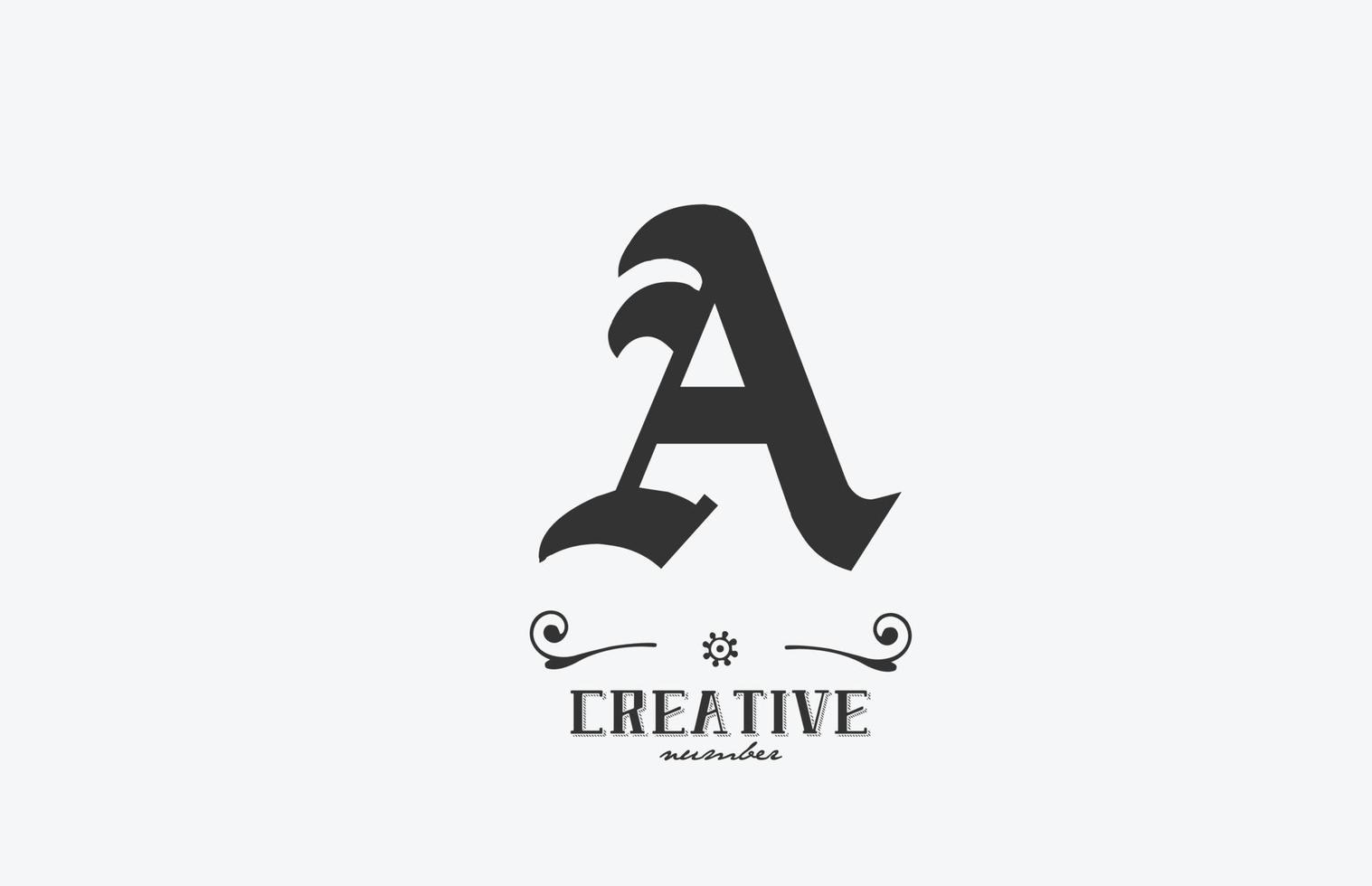 vintage een alfabet letter logo pictogram ontwerp. creatieve sjabloon voor bedrijven in wit en grijs vector