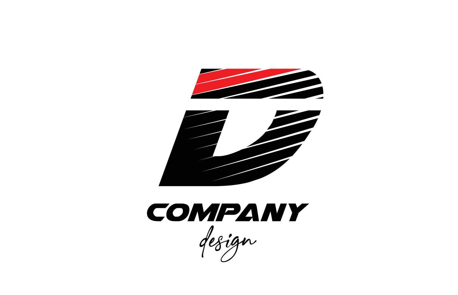 zwarte en rode d alfabet letterpictogram logo. creatief ontwerp voor bedrijf en bedrijf met gesneden gedurfde stijl vector