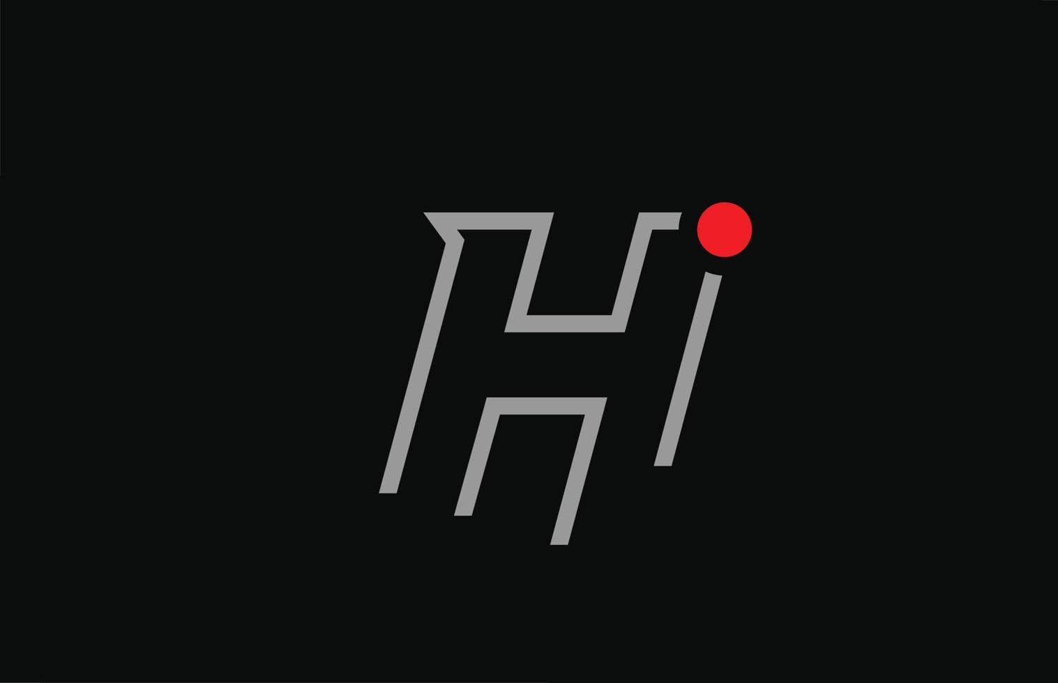 h zwart-wit alfabet letter embleemontwerp pictogram met rode stip. creatieve sjabloon voor bedrijf en bedrijf vector