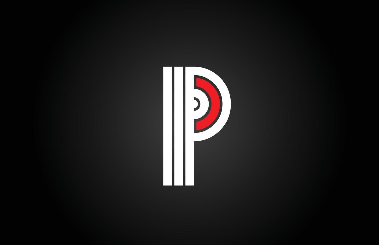lijn p alfabet letterpictogram logo. creatieve ontwerpsjabloon voor bedrijf en bedrijf in wit en zwart vector