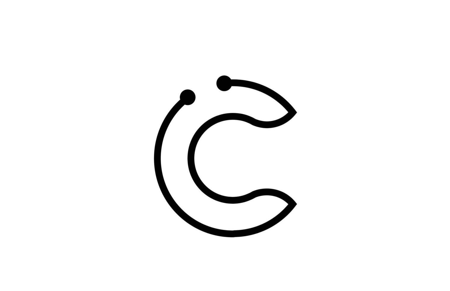 c lijn zwart-wit alfabet letter logo pictogram ontwerp met stip. creatieve sjabloon voor zaken en bedrijf vector