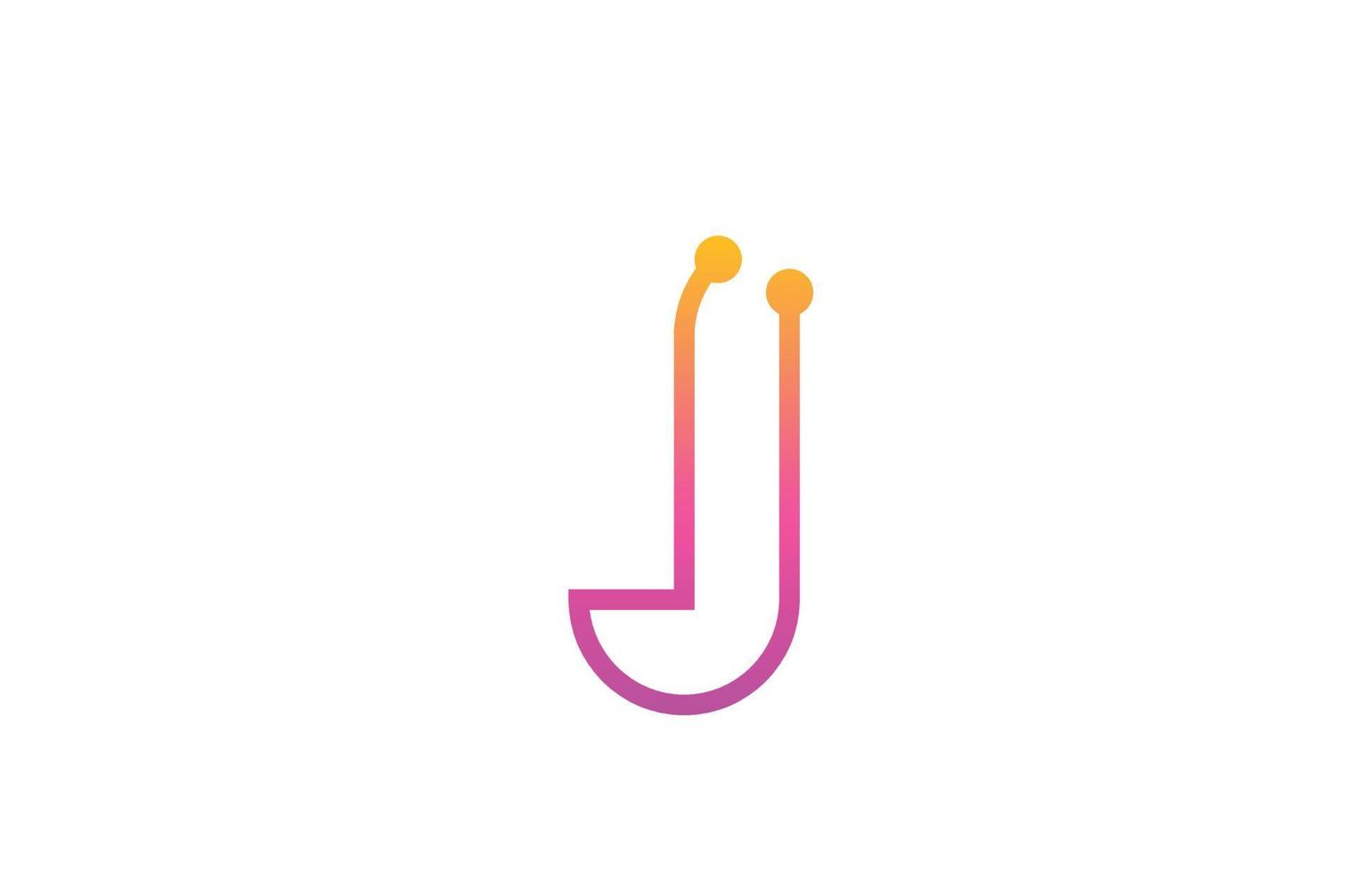 j roze alfabet letter pictogram logo ontwerp met stip. creatieve sjabloon voor bedrijf en bedrijf met line vector