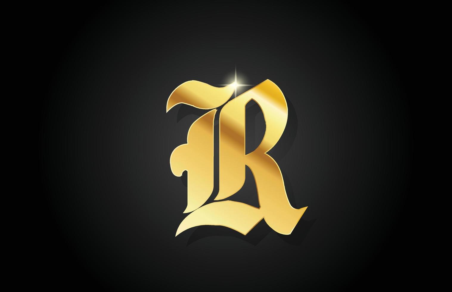 r vintage gouden alfabet letter pictogram logo ontwerp. creatieve gouden sjabloon voor bedrijven vector