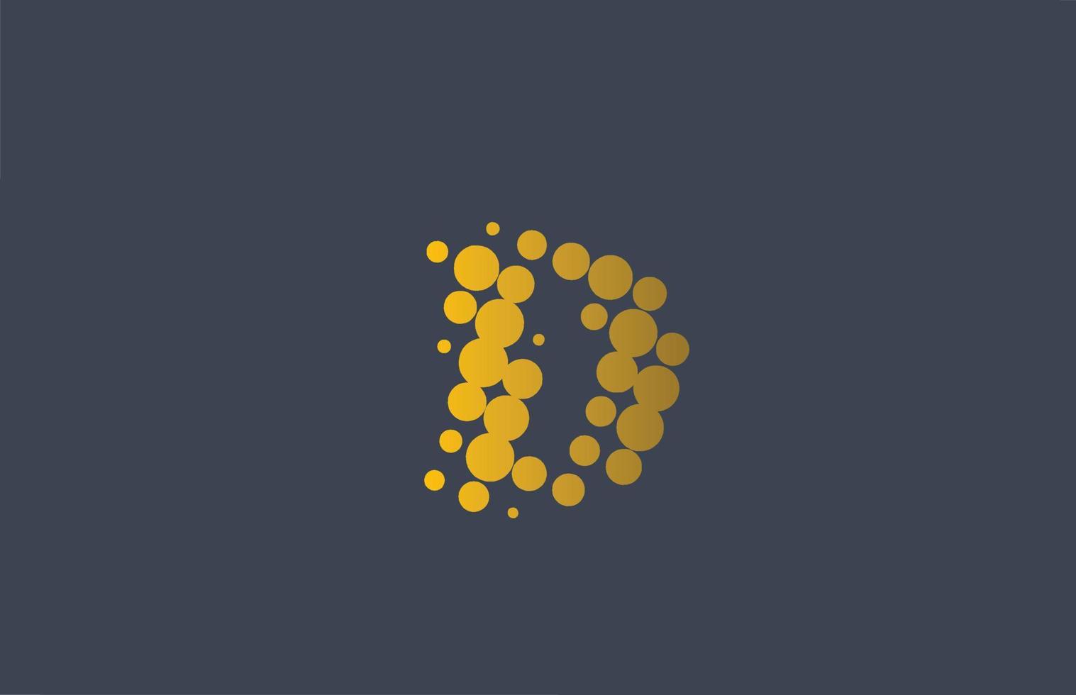 gele gestippelde d alfabet letter logo pictogram ontwerp. creatieve sjabloon voor bedrijf en bedrijf met stippen vector