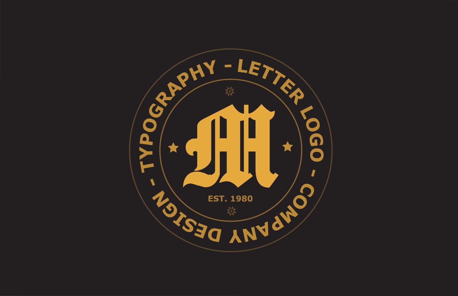 geel bruin m vintage alfabet letter logo pictogram ontwerp. creatieve sjabloon voor badge en label vector