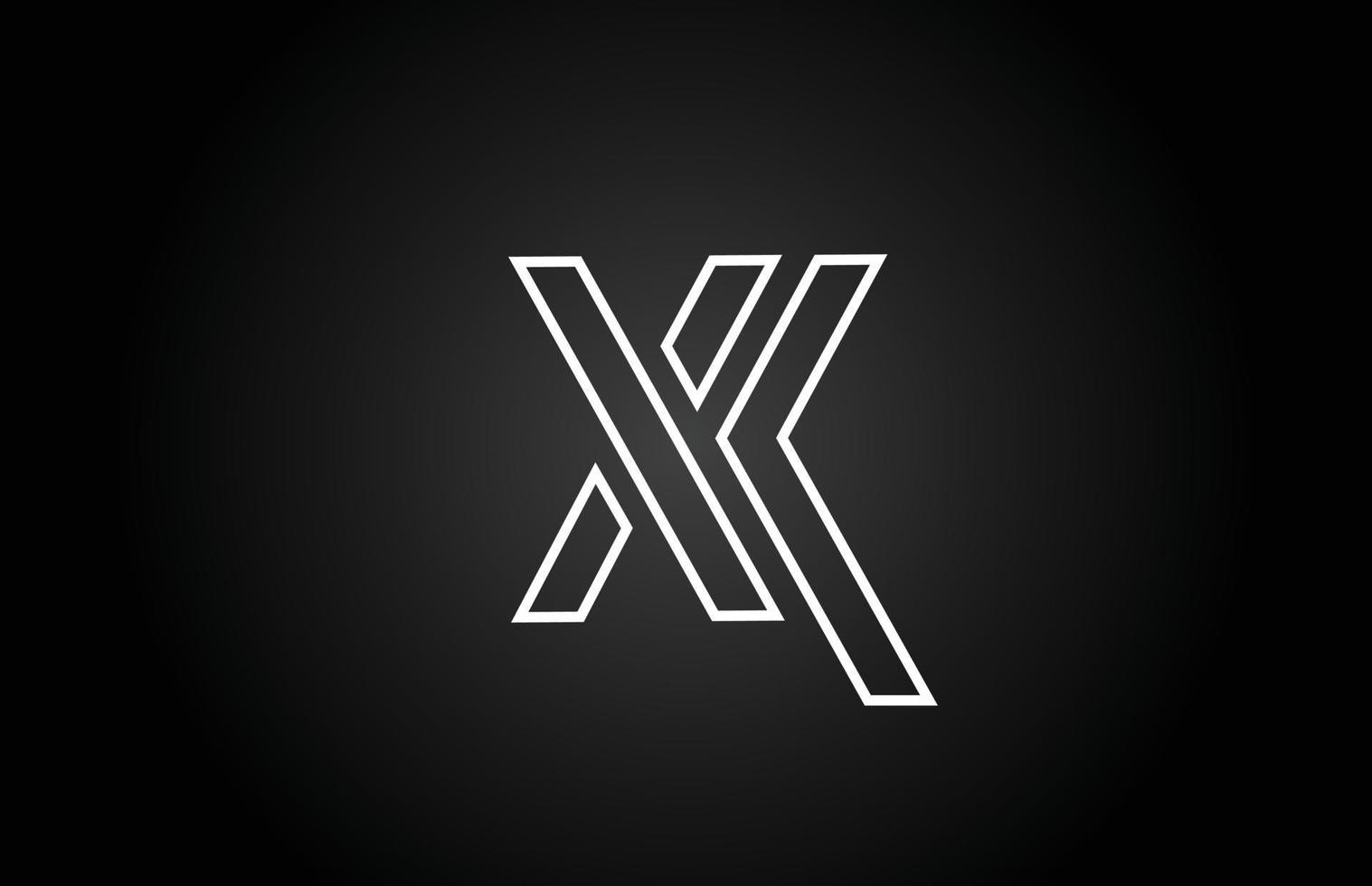 lijn x zwart-wit alfabet letter logo pictogram ontwerp. creatieve sjabloon voor bedrijf en bedrijf vector