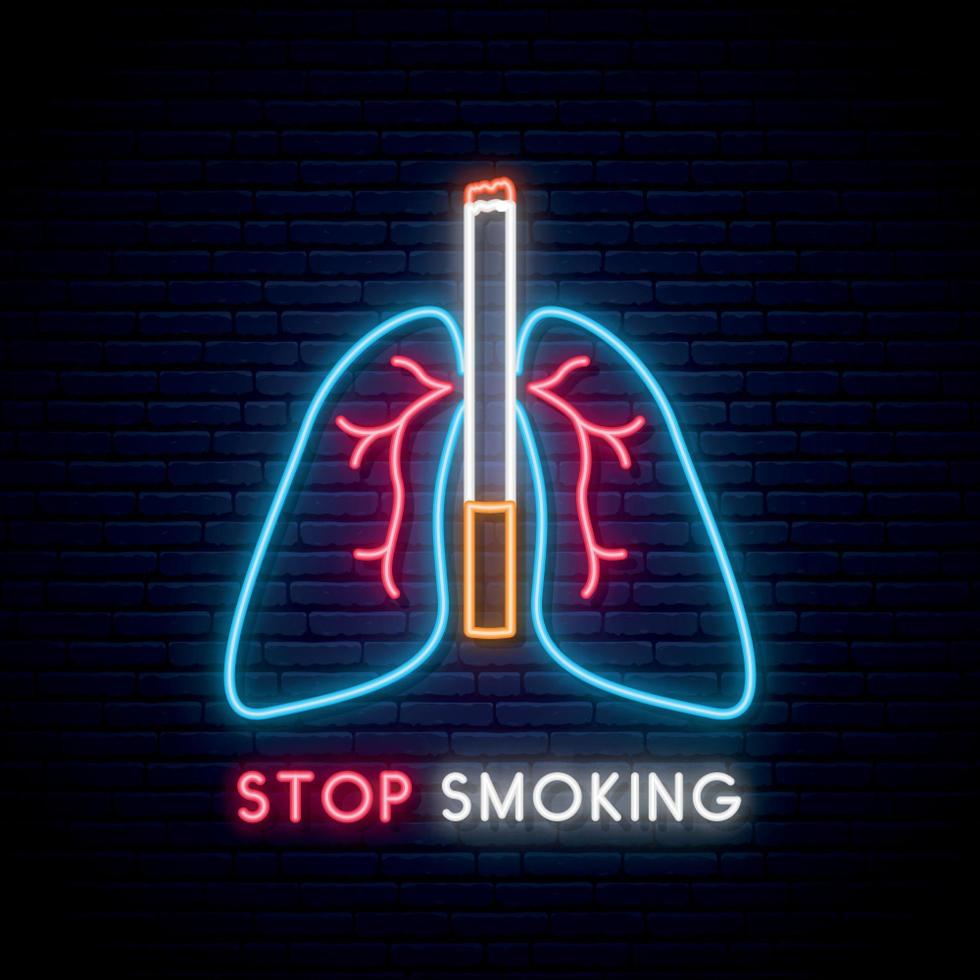 neon stop met roken uithangbord. vector