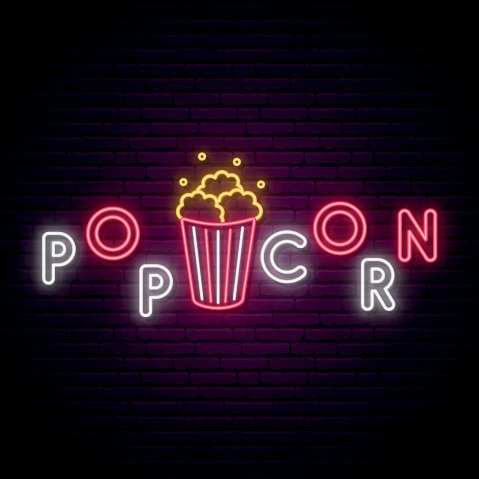 neon popcorn teken. vector