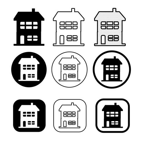 eenvoudig huis en huis pictogram symbool teken vector