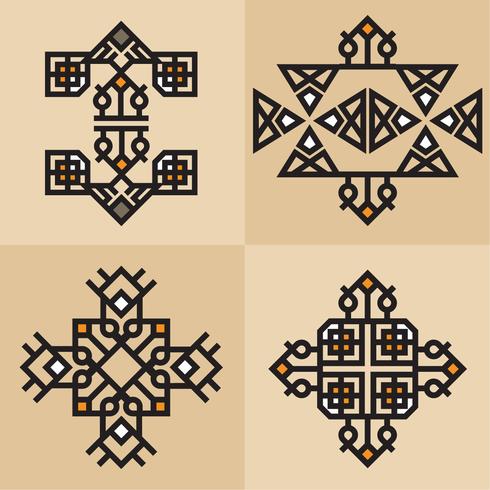 Luxe Japanse, kalligrafische, Azteekse elegante ornamentlijnen vector