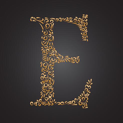 Elegante gouden sier letter E vector