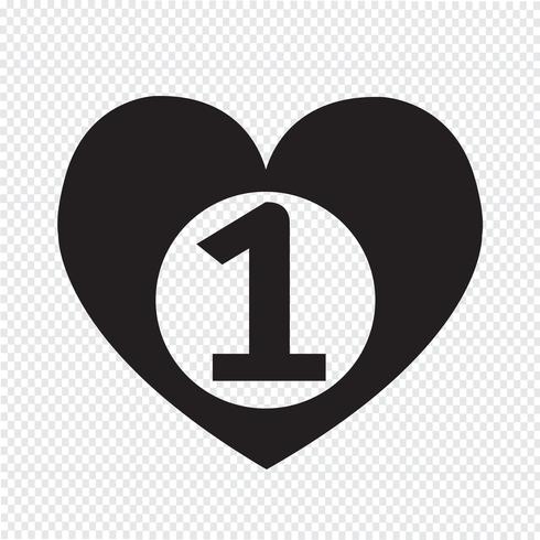 nummer één hart pictogram vector