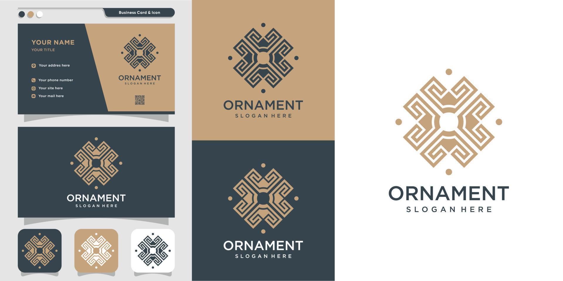 ornament logo en visitekaartje ontwerp, luxe, abstract, schoonheid, pictogram premium vector