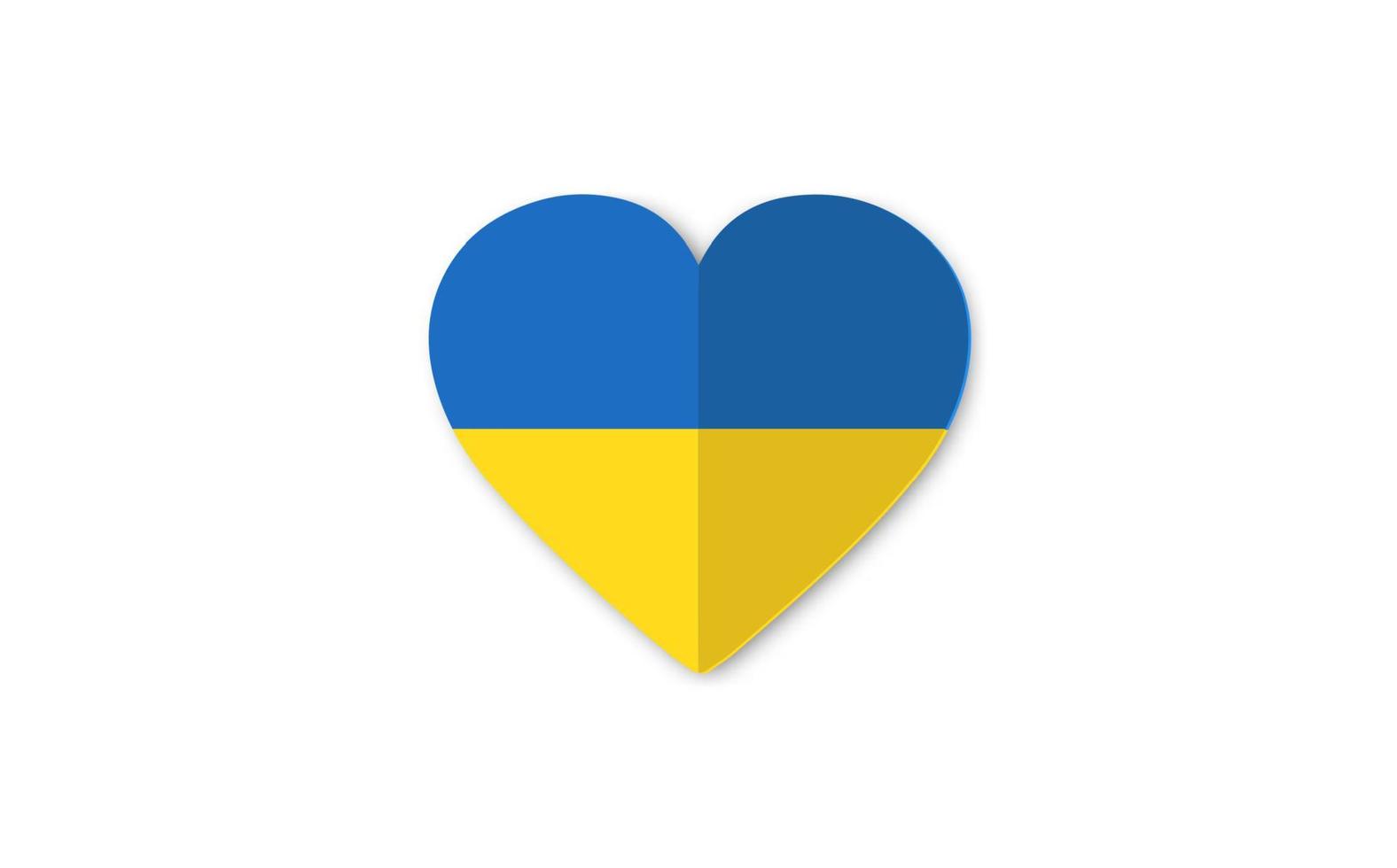 Oekraïne nationale vlag, hart vorm icoon met kleuren van Oekraïense vlag. papier gesneden stijl. origami symbool, poster, banner van crisis in Oekraïne concept. vector geïsoleerd op witte achtergrond