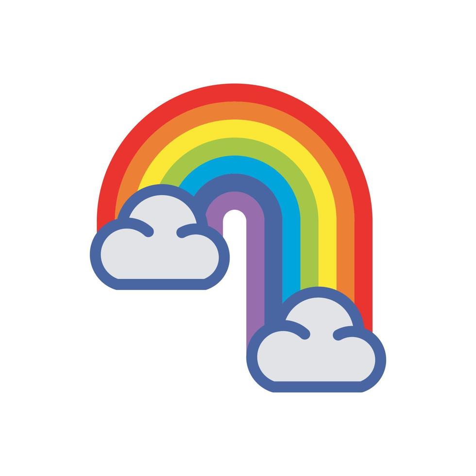 kleurrijke regenboog en wolken met hartjes op blauwe achtergrond. afdrukken, kaart. cartoon stijl vector