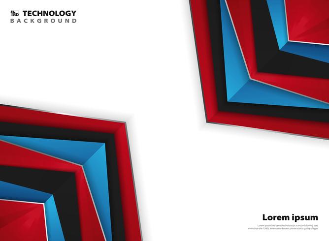 De abstracte moderne achtergrond van pagina rode blauw witte kleuren van de vormtechnologie van gradiënt zilveren driehoeken op witte achtergrond. U kunt gebruiken voor presentatie, poster, advertentie, illustraties, modern ontwerp. vector