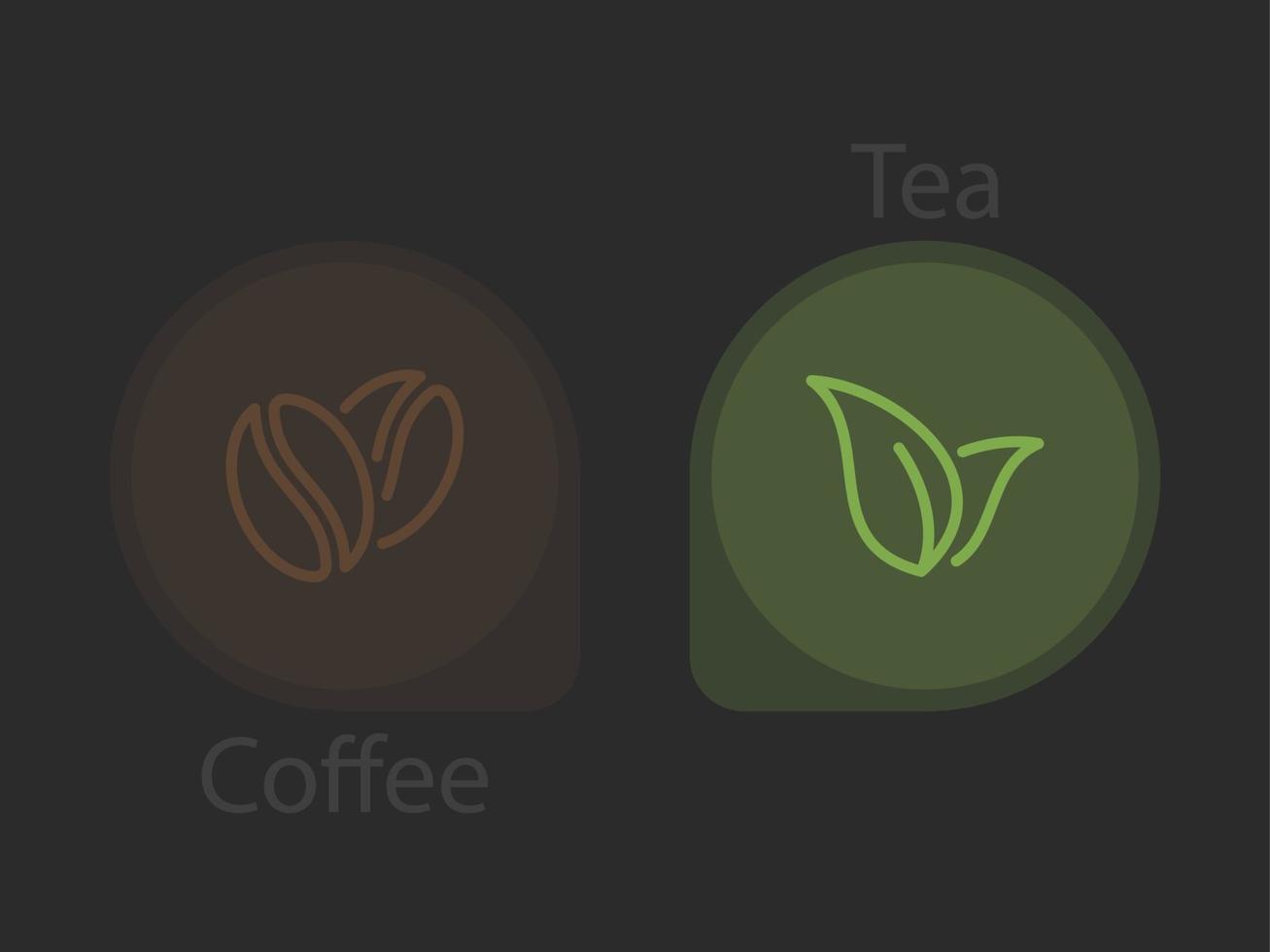 vectorillustratie op het thema van thee en koffie. logo. gedecoreerd in donkere kleuren vector