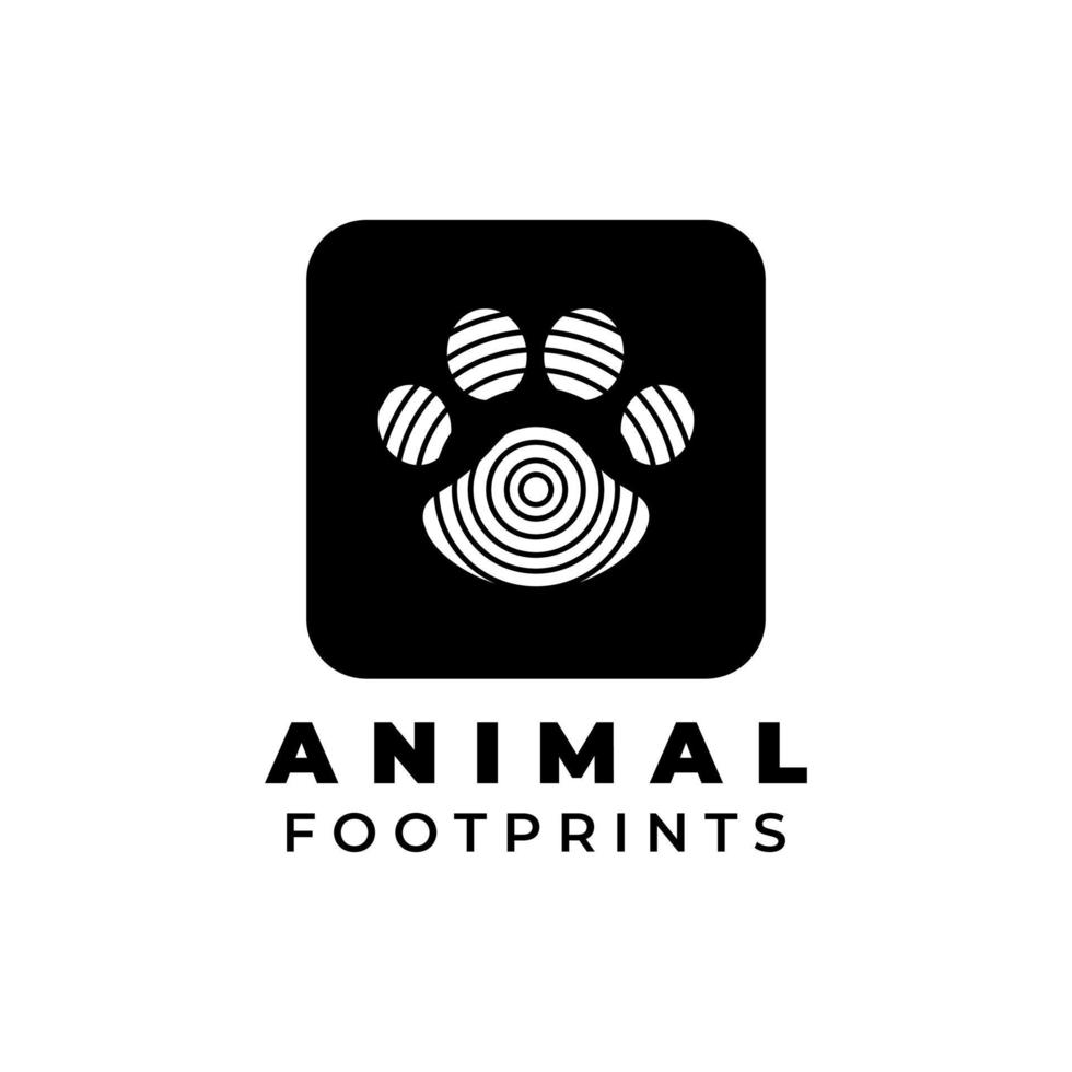 logo sjablonen, symbolen en pictogrammen met dierlijke voetafdrukken vorm. silhouetten van voetafdrukken van katten, honden en andere huisdieren. vector