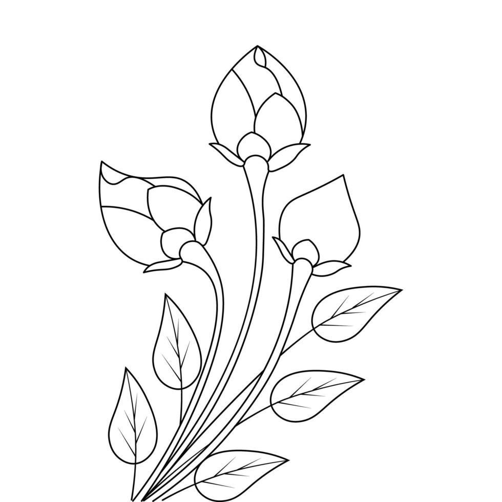 bloem kleurplaat illustratie voor kind vector