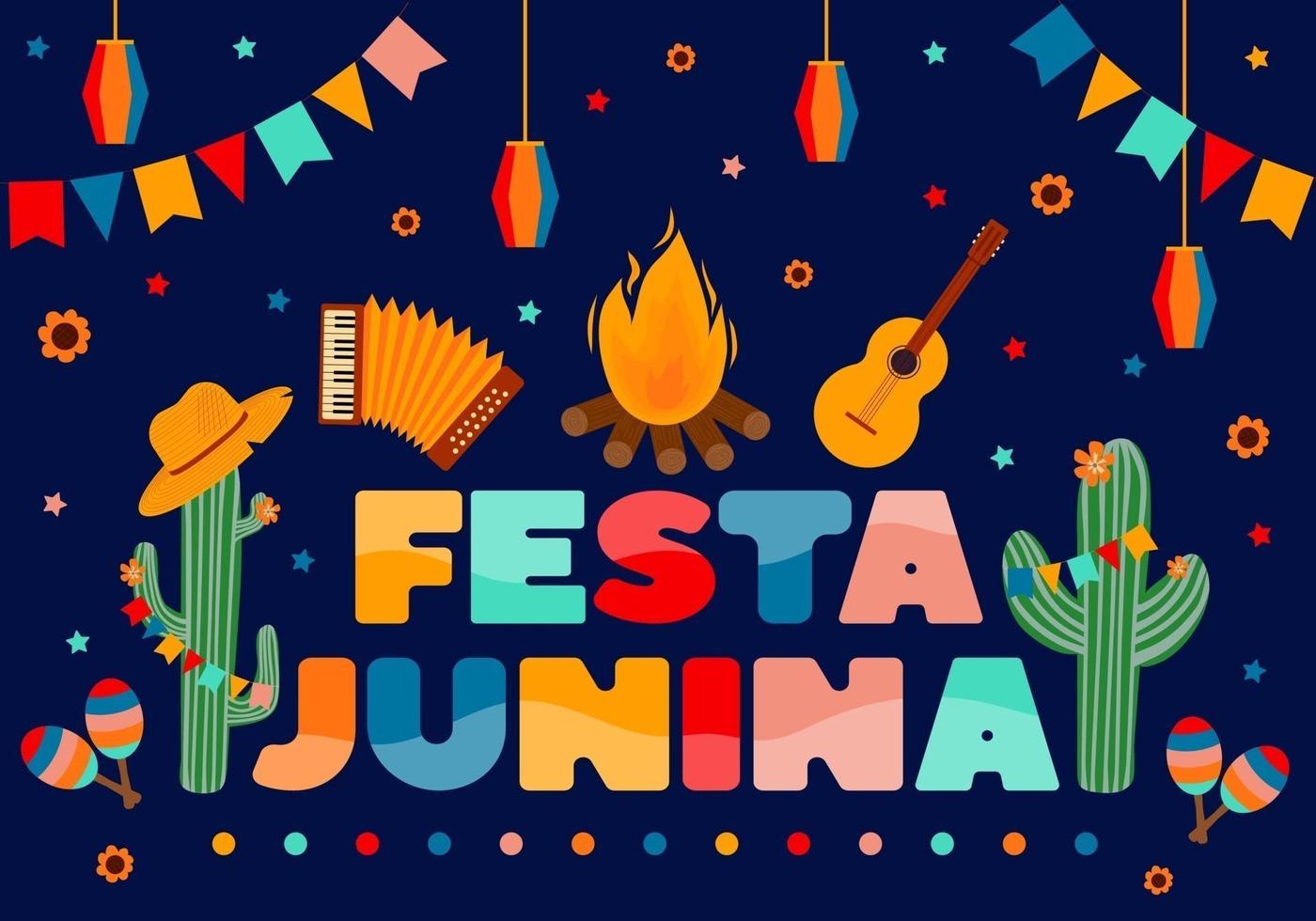 festa junina-kaart, traditioneel brazilië juni-festival. vector