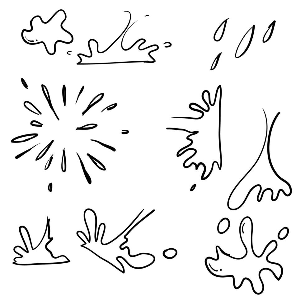 hand getrokken doodle water splatter drop vloeibare illustratie vector