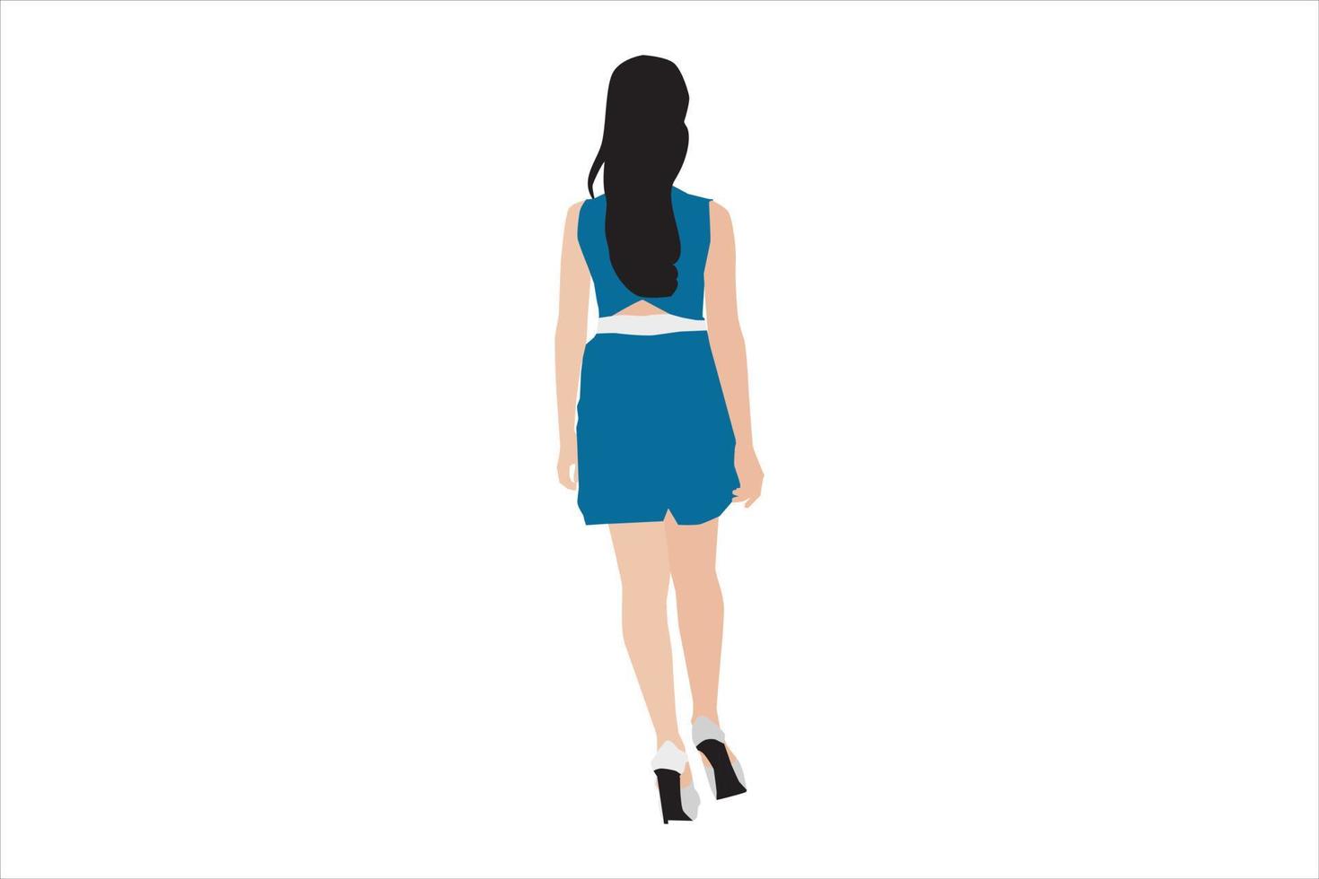 vectorillustratie van elegante vrouwen die op de stoep lopen vector