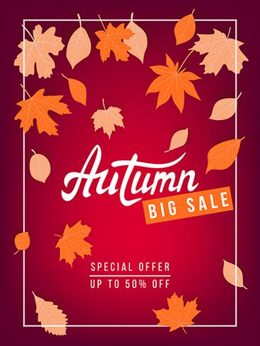 Herfst verkoop vector banner met bladeren