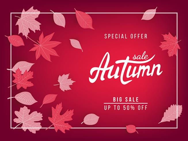 Herfst verkoop vector banner met bladeren
